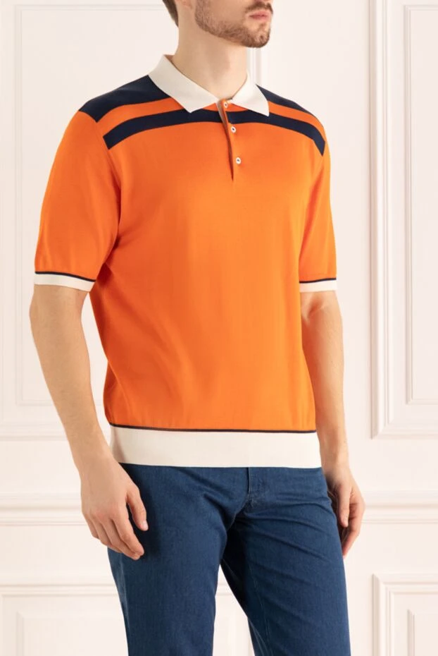 Stefano Ricci поло из хлопка и шелка оранжевое мужское 158827 - фото 3