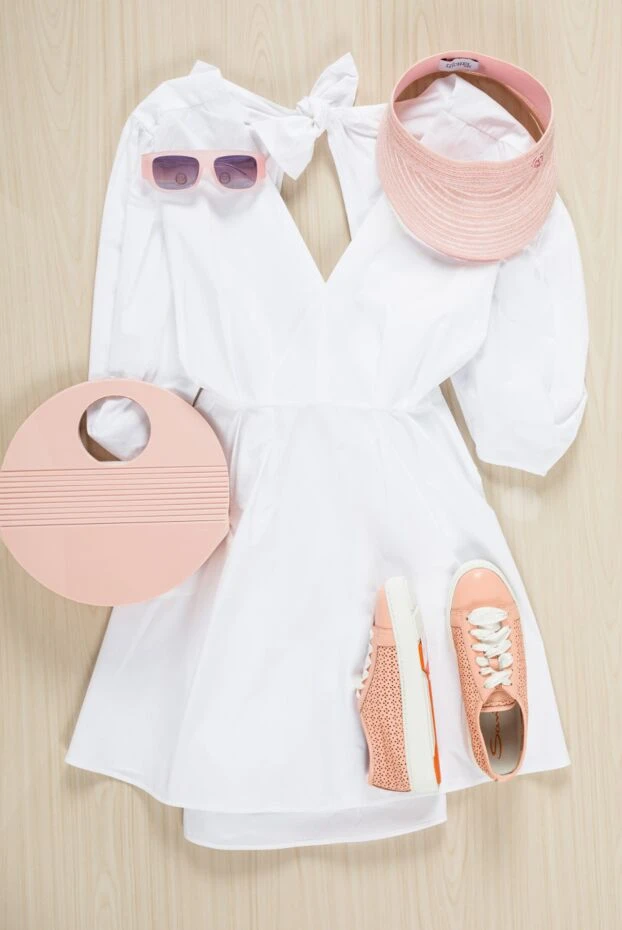 MSGM white cotton dress with puff sleeves and wide belt 158904 - photo 2