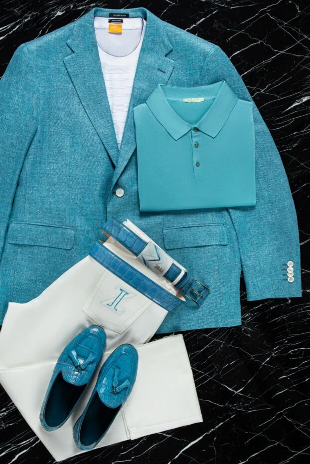 Sartoria Latorre men's light blue linen jacket with silk and cotton, lightweight, summer 158927 - photo 3