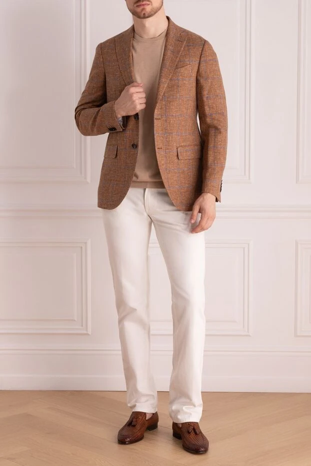 Sartoria Latorre мужские пиджак из хлопка и льна коричневый мужской купить с ценами и фото 158931 - фото 2
