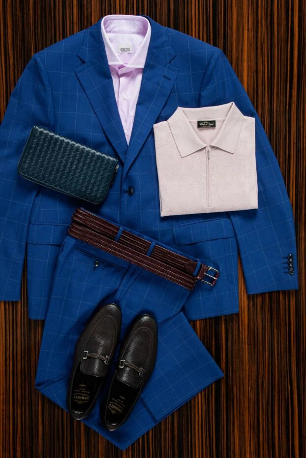 Sartoria Latorre костюм вовняний насичено-синій у контрастну клітинку чоловічий 158935 - фото 2