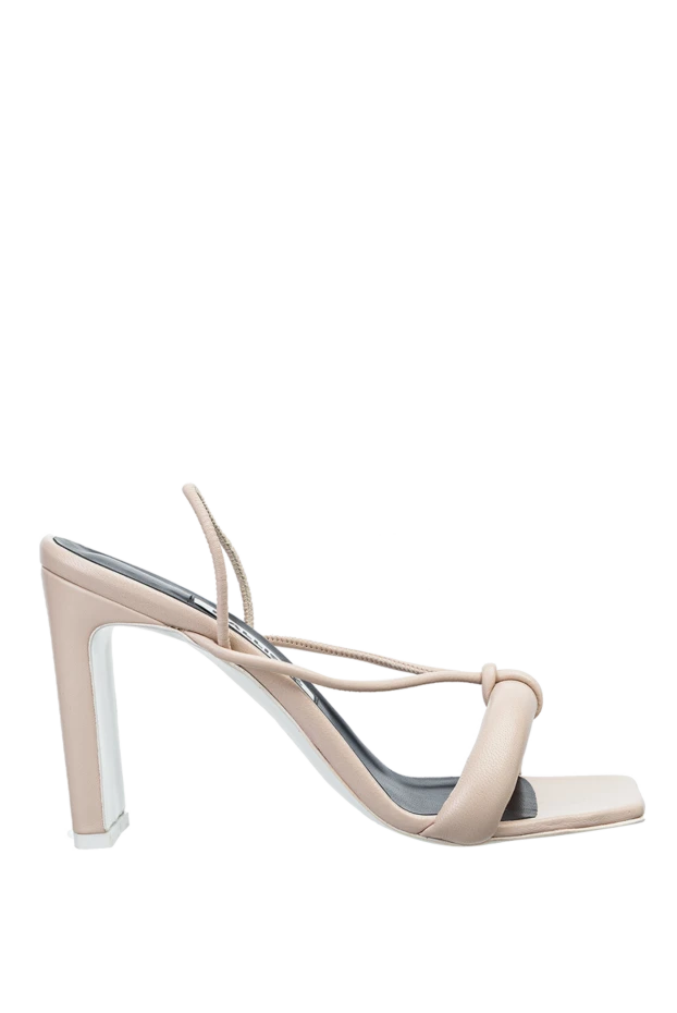 Kalliste women's beige leather sandals with thin straps and logo 158939 - photo 1