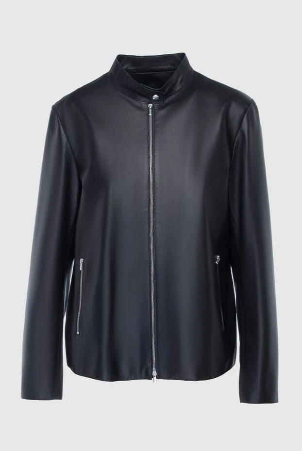 Black genuine leather jacket for women