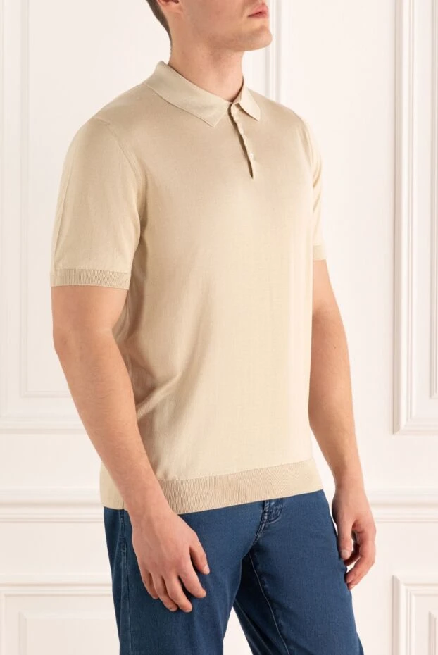 Dalmine light beige silk polo shirt with buttons for men 196494 - photo 3