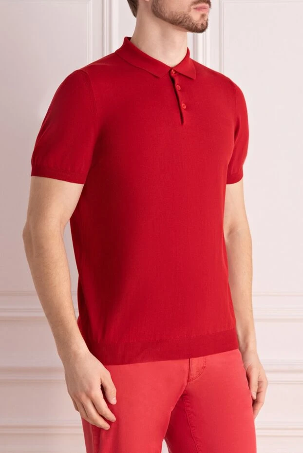 Dalmine solid cotton polo in rich red shade 196514 - photo 3