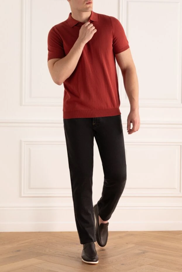Dalmine cotton polo in rich terracotta with button placket 196501 - photo 2