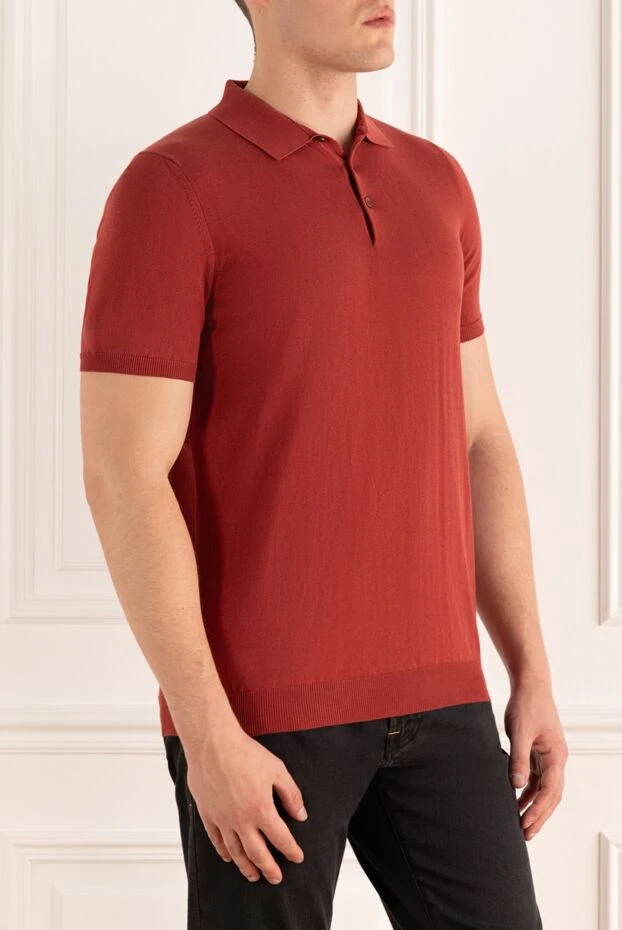 Dalmine cotton polo in rich terracotta with button placket 196501 - photo 3
