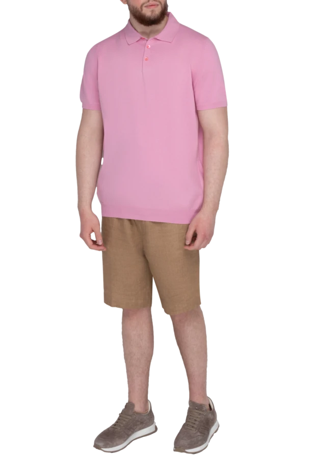 Dalmine soft cotton polo with button placket in fresh pink 196553 - photo 2