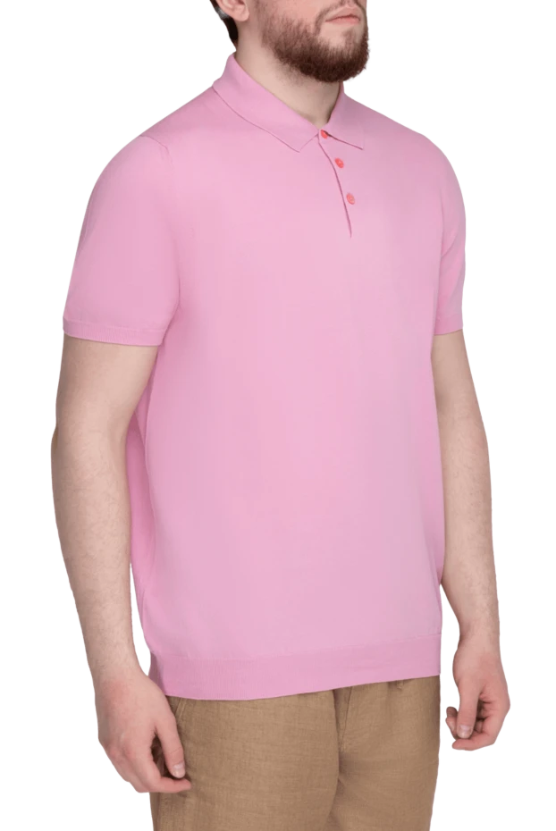 Dalmine soft cotton polo with button placket in fresh pink 196553 - photo 3