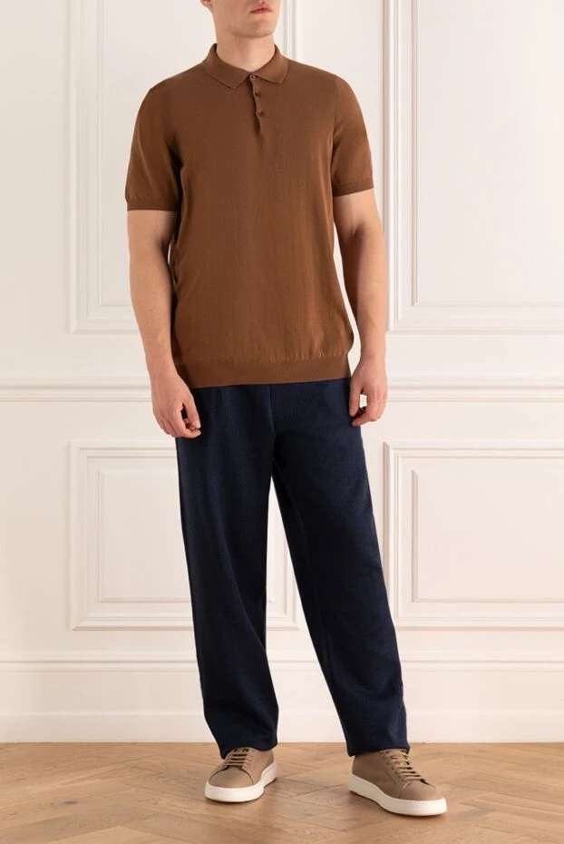 Dalmine brown cotton basic polo shirt with buttons for men 195781 - photo 2