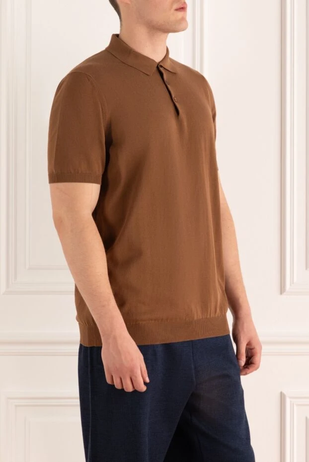 Dalmine brown cotton basic polo shirt with buttons for men 195781 - photo 3