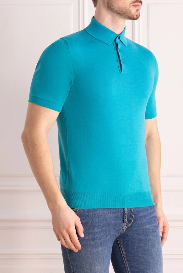 Dalmine long-sleeved polo shirt in green cotton for men 196334 - photo 3