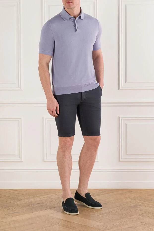 Dalmine long sleeve cotton polo shirt blue for men 196556 - photo 2