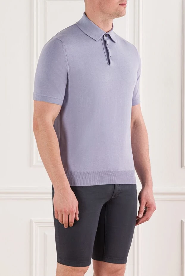 Dalmine long sleeve cotton polo shirt blue for men 159157 - photo 3