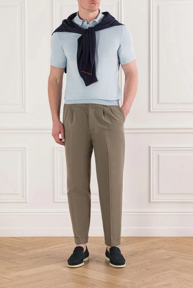 Dalmine men's short sleeve light blue cotton polo shirt with buttons 159160 - photo 2