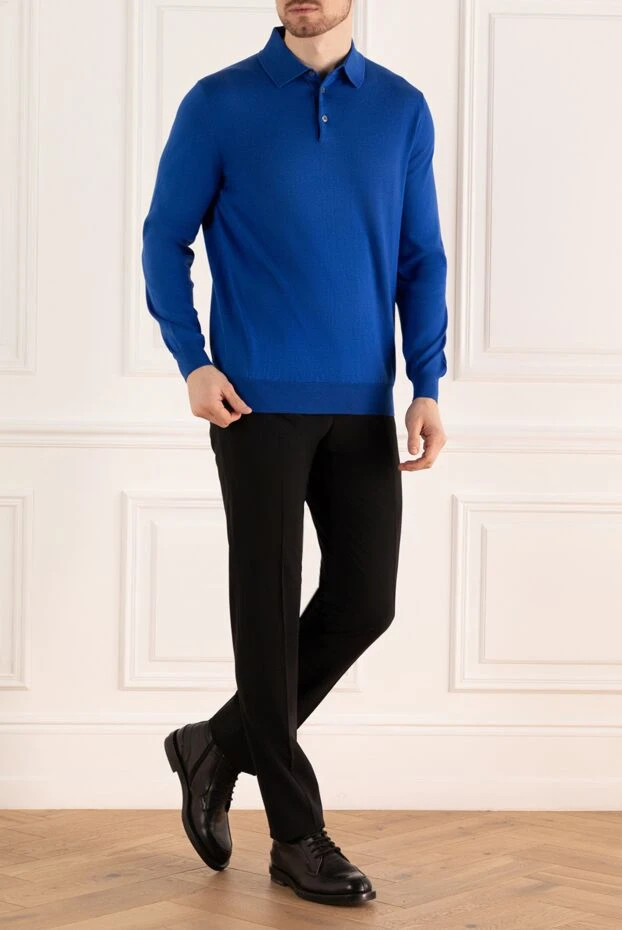 Dalmine man cotton long sleeve polo blue for men 159162 - photo 2