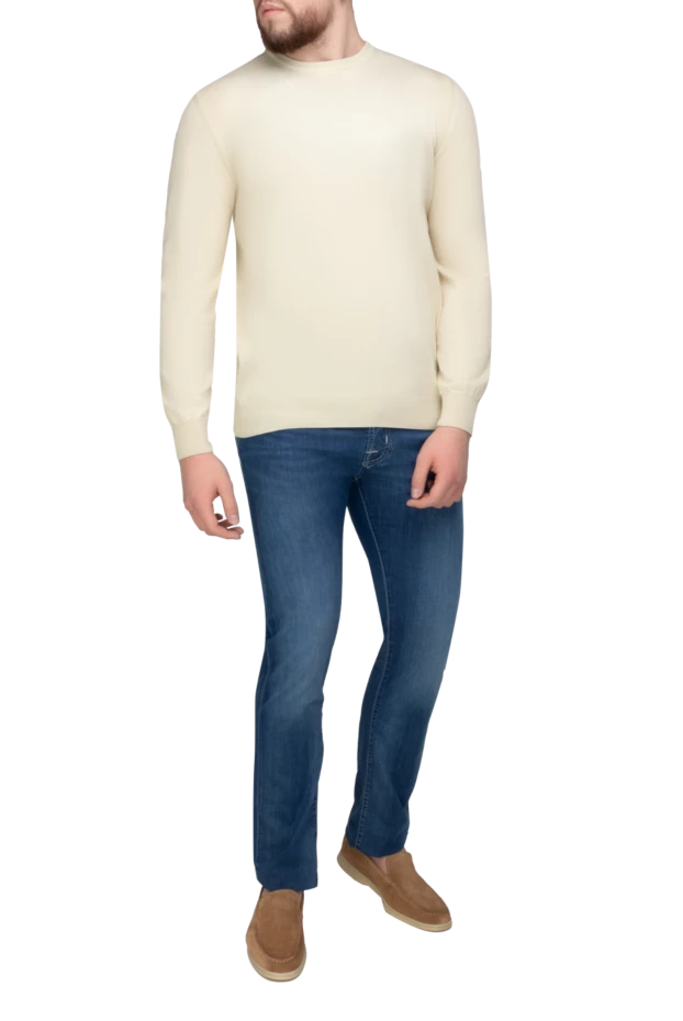 Dalmine milky beige cotton jumper for men 196547 - photo 2