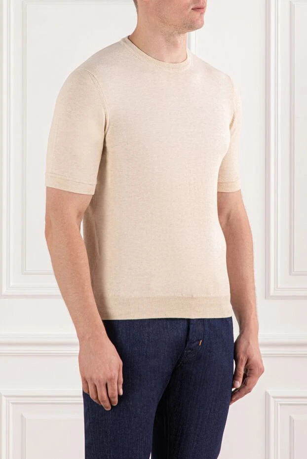 Dalmine beige cotton jumper with short sleeves for men 159171 - photo 3