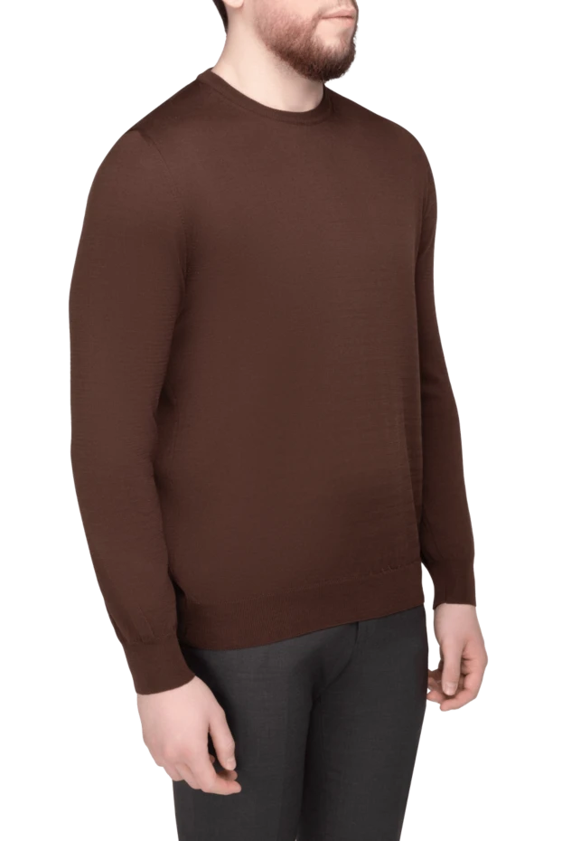 Dalmine solid brown cotton short-sleeve jumper for men 196493 - photo 3