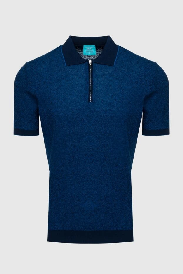 Dalmine blue cotton polo shirt with dark inserts and a zipper for men 197029 - photo 1