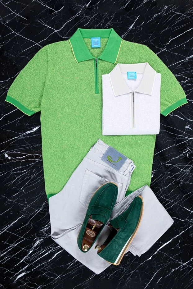 Dalmine zip-up polo with knit texture and contrast trim 195794 - photo 2