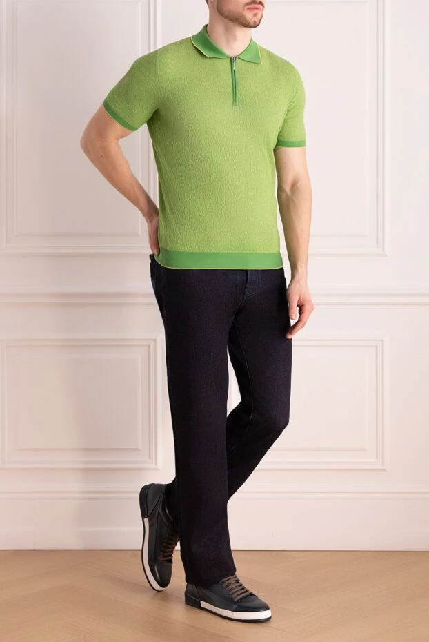 Dalmine zip-up polo with knit texture and contrast trim 195794 - photo 3