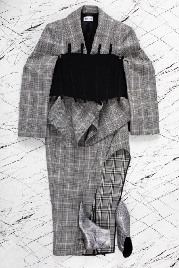 Maticevski gray women's suit with a skirt made of linen and cotton 159275 - photo 3