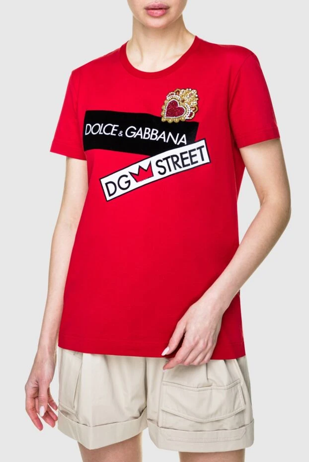 Dolce & Gabbana жіночі футболка біла жіноча з бавовни 180472 - фото 3