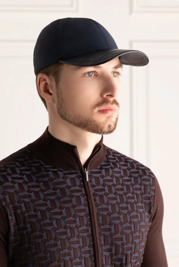 Cesare di Napoli man blue alligator and nylon cap for men buy with prices and photos 159322 - photo 2
