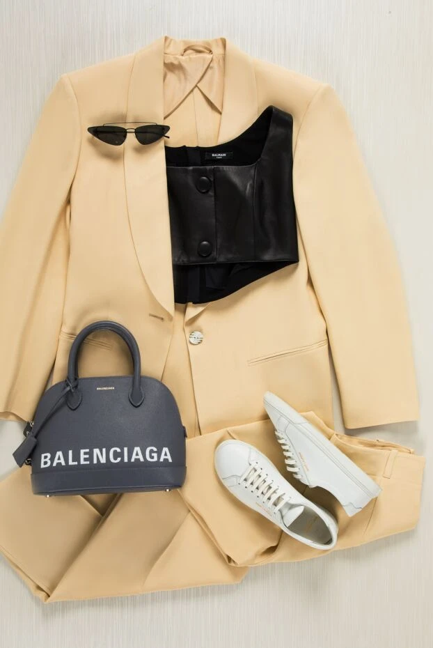 DROMe брючний костюм з віскози бежевий жіночий 159329 - фото 2