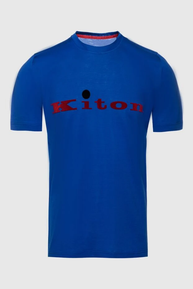 Kiton чоловіча футболка з бавовни джерсі з контрастним оксамитовим брендингом 195479 - фото 1