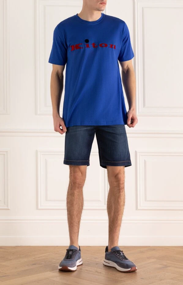 Kiton man cotton t-shirt blue for men buy with prices and photos 159337 - photo 2