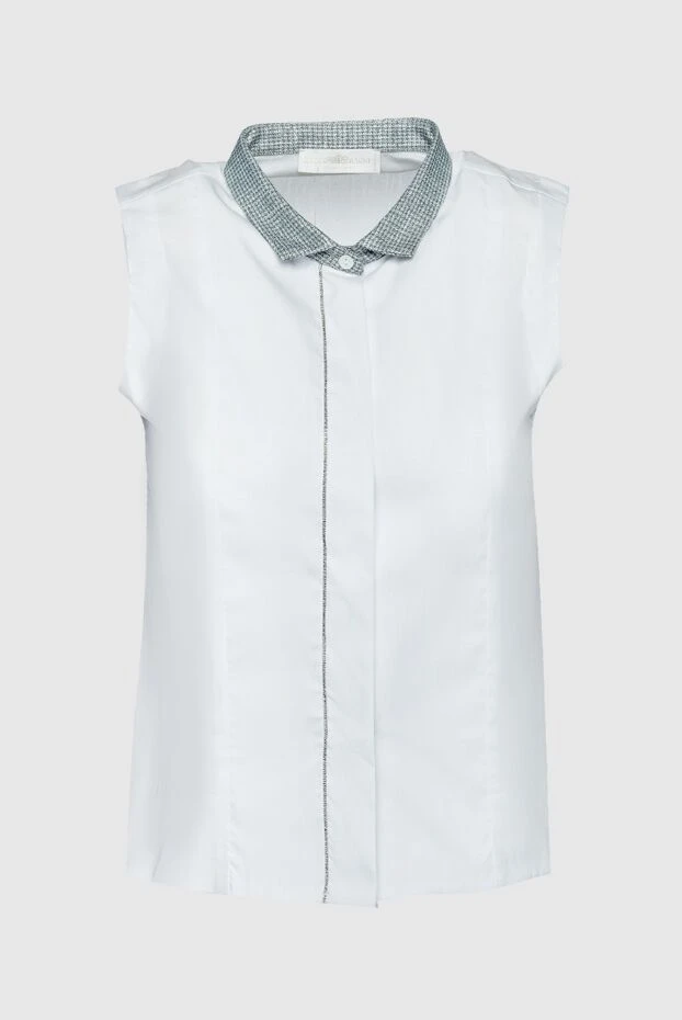 Rocco Ragni women's blouse with gray shimmering collar sleeveless white 159348 - photo 1