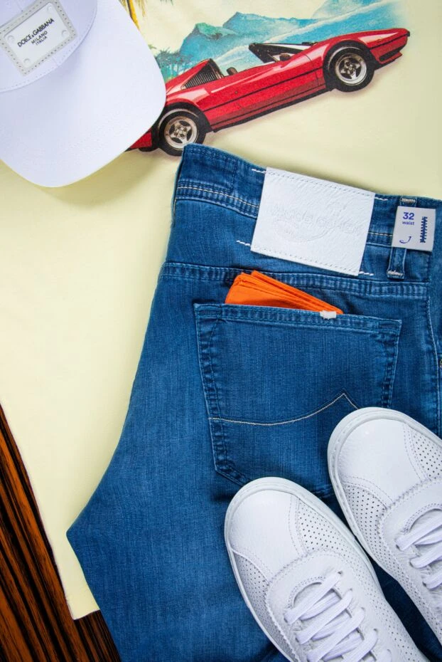 Jacob Cohen men's blue jeans with a slight distressed effect 159360 - photo 3