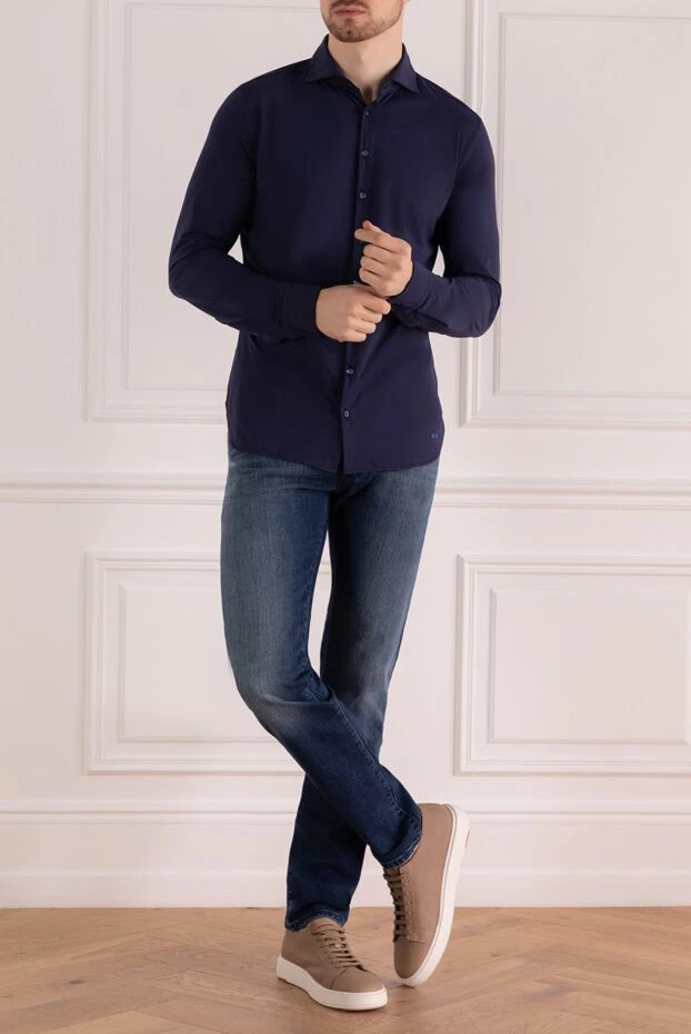 Jacob Cohen man men's blue polyamide and elastane shirt buy with prices and photos 159370 - photo 2