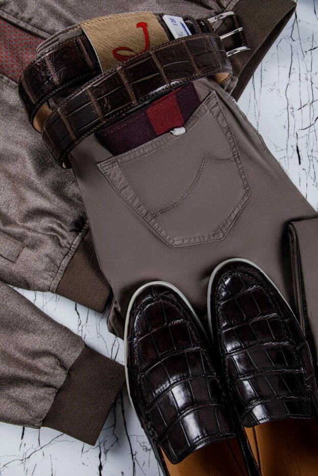 Jacob Cohen men's cotton trousers in taupe with minimal trim 159371 - photo 2