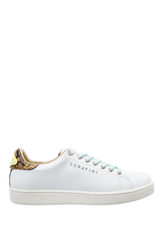 Serafini women's leather sneakers with bright inserts and blue laces white 159383 - photo 1