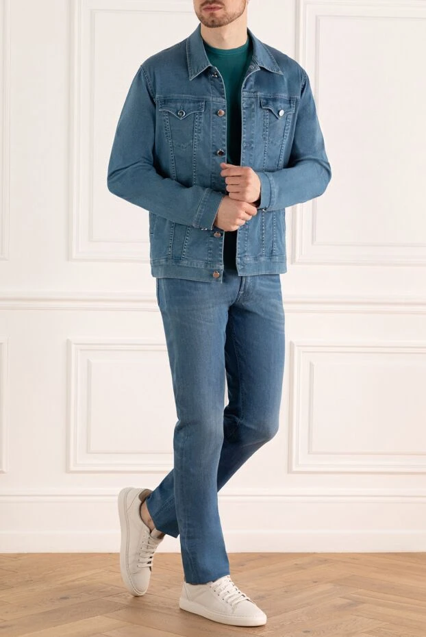 Scissor Scriptor man blue denim jacket made of cotton, polyester and elastane for men 159429 - photo 2