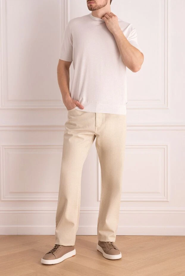 Loro Piana man white cotton trousers for men buy with prices and photos 159436 - photo 2