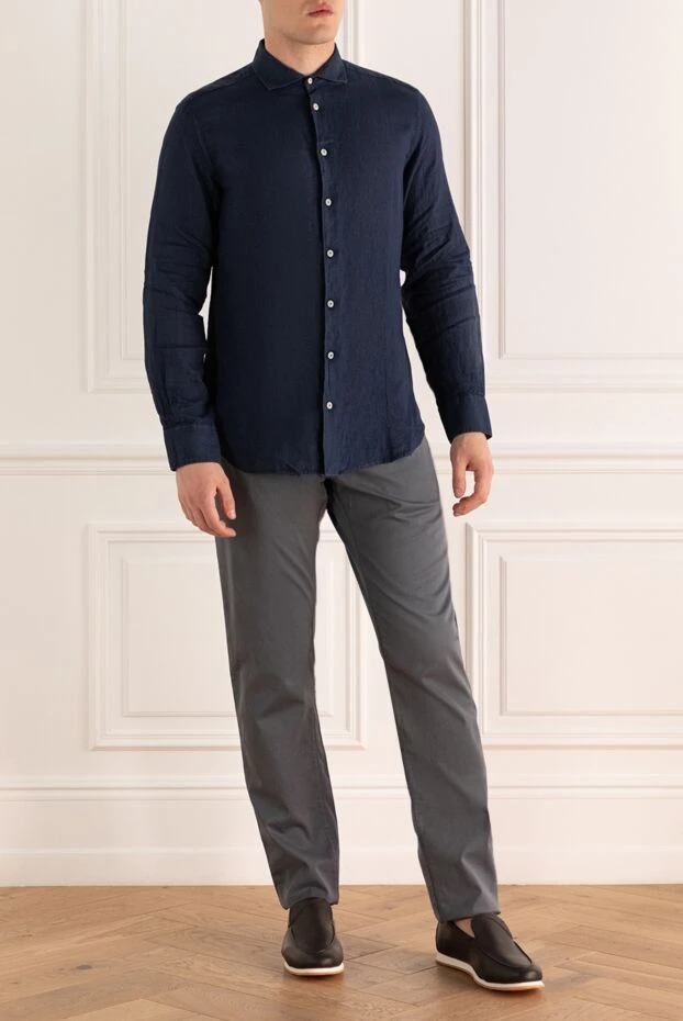 MC2 Saint Barth man men's blue linen shirt 159503 - photo 2