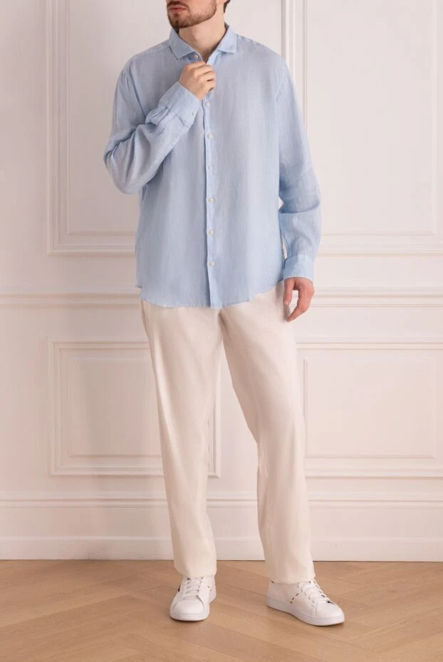 MC2 Saint Barth мужские сорочка из льна мужская голубая купить с ценами и фото 159504 - фото 2