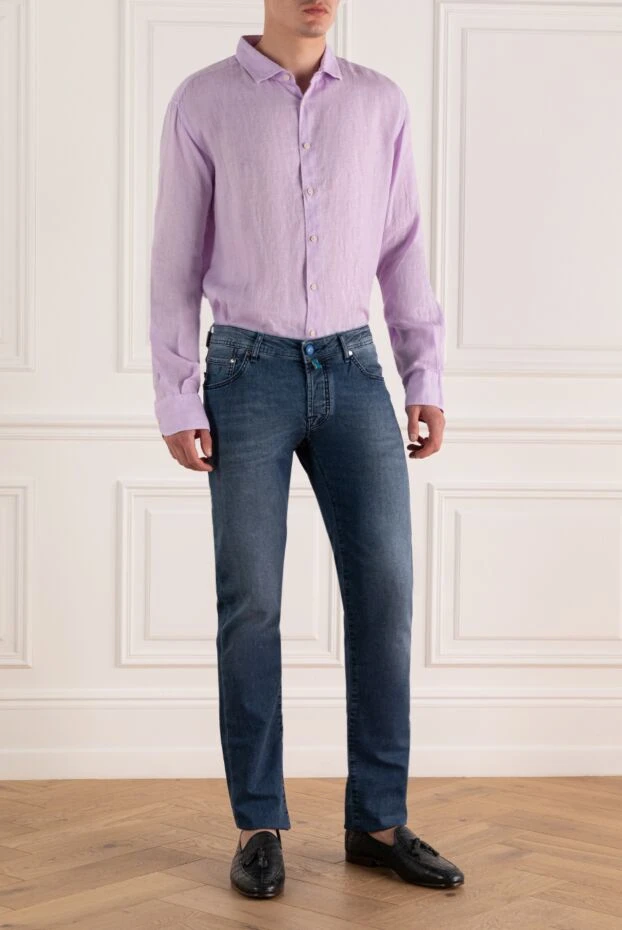 MC2 Saint Barth мужские сорочка из льна фиолетовая мужская купить с ценами и фото 159505 - фото 2