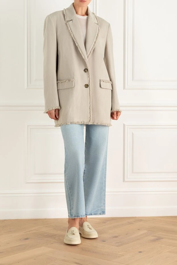 MSGM woman women's beige cotton and linen jacket buy with prices and photos 159687 - photo 2