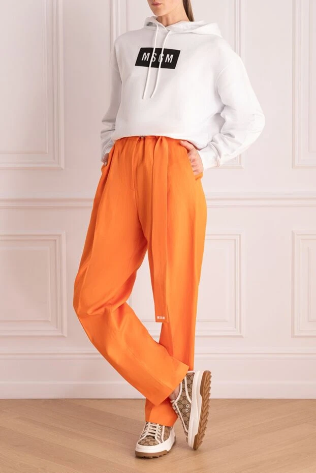 MSGM жіночі штани з бавовни та льону помаранчеві жіночі купити фото з цінами 159689 - фото 2
