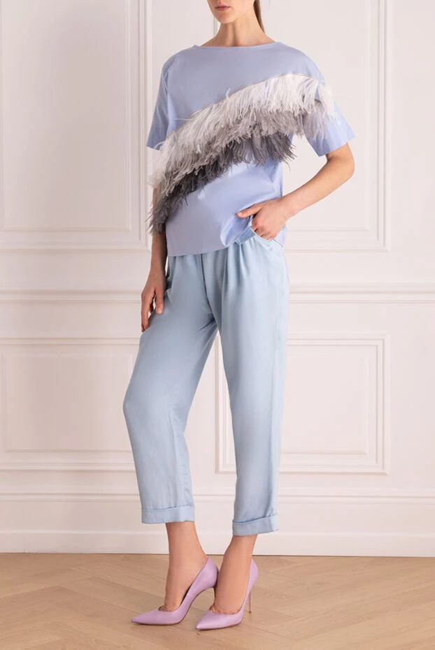 Max&Moi женские брюки из вискозы голубые женские купить с ценами и фото 159707 - фото 2