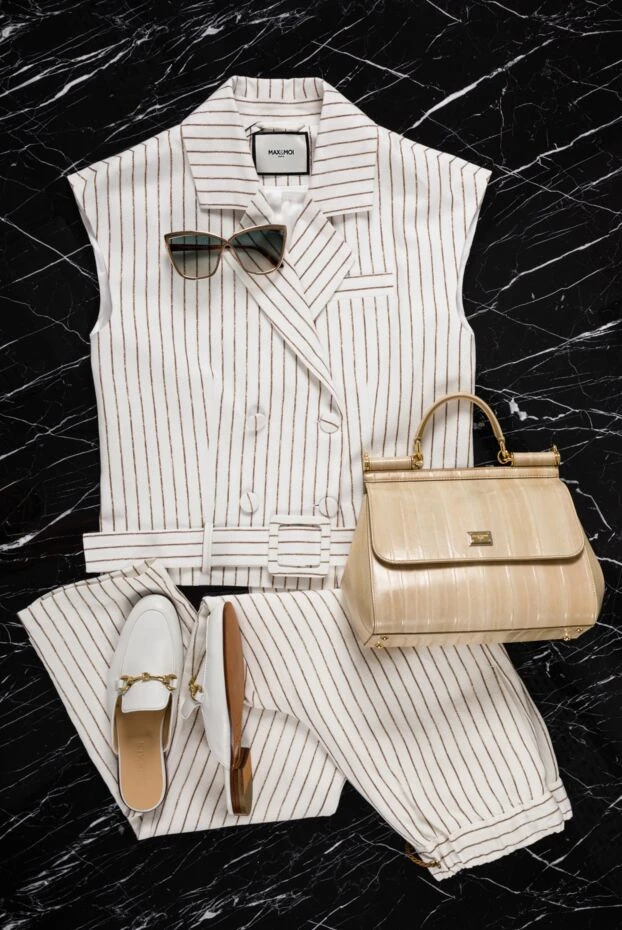 Max&Moi suit with double-breasted waistcoat and straight trousers made of viscose and linen 159709 - photo 2