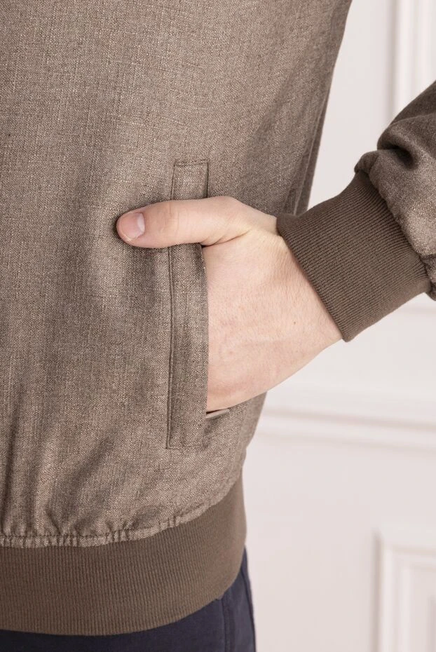 Enrico Mandelli куртка з шовку та кашеміру бежева чоловіча 159745 - фото 3