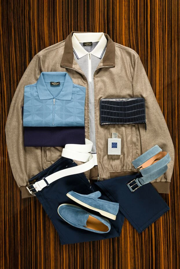 Enrico Mandelli куртка з шовку та кашеміру бежева чоловіча 159745 - фото 2