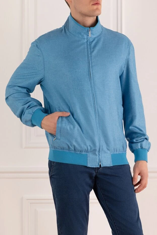 Enrico Mandelli куртка из шелка и кашемира голубая мужская 159746 - фото 3