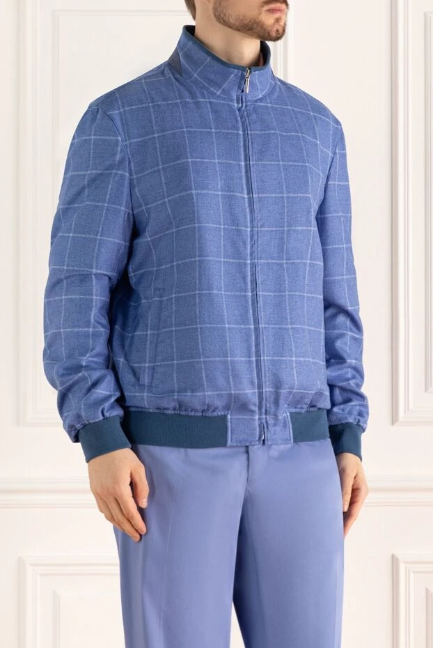 Enrico Mandelli blue silk and cashmere jacket for men 159747 - photo 3